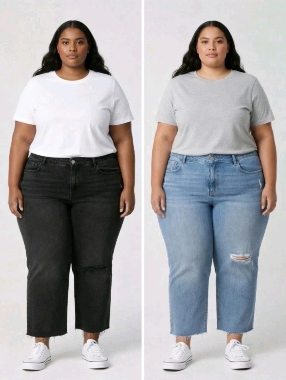 Lot of 2 Old Navy  Plus Size 28 Ankle Jeans Dark Wash & Light Distressed Raw Hem